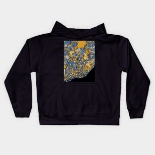 Lisbon Map Pattern in Blue & Gold Kids Hoodie